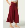 LazyCozy Women’s Bamboo-Derived Viscose Capri Pajama Pants, Casual Wide Leg Lounge Pants Pajama Bottoms(Wine)