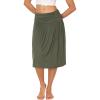 GYS Bamboo Viscose Skirts for Women Knee Length Flowy Ruched High Waist Knit A-Line Casual Summer Skirt with Pockets(Army Green)