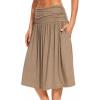 GYS Bamboo Viscose Skirts for Women Knee Length Flowy Ruched High Waist Knit A-Line Casual Summer Skirt with Pockets(Camel)