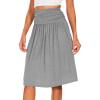 GYS Bamboo Viscose Skirts for Women Knee Length Flowy Ruched High Waist Knit A-Line Casual Summer Skirt with Pockets(Heather Grey)