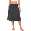 GYS Bamboo Viscose Skirts for Women Knee Length Flowy Ruched High Waist Knit A-Line Casual Summer Skirt with Pockets(Midnight Blue)