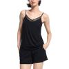 GYS Cami Pajama Set for Women Soft Bamboo Viscose Camisole Tops and Shorts Sleepwear(Black)