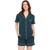 GYS Premium Women’s Short Sleeve Pajama Set Notch Collar Button Down 2 Piece Sleep Sets, Viscose from Bamboo(Ink Blue)