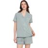 GYS Premium Women’s Short Sleeve Pajama Set Notch Collar Button Down 2 Piece Sleep Sets, Viscose from Bamboo(Light Greyish Green)
