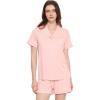 GYS Premium Women’s Short Sleeve Pajama Set Notch Collar Button Down 2 Piece Sleep Sets, Viscose from Bamboo(Pink)