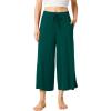 LazyCozy Women’s Bamboo-Derived Viscose Capri Pajama Pants, Casual Wide Leg Lounge Pants Pajama Bottoms(Black Green)