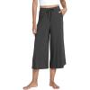 LazyCozy Women’s Bamboo-Derived Viscose Capri Pajama Pants, Casual Wide Leg Lounge Pants Pajama Bottoms(Black Melange)