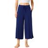 LazyCozy Women’s Bamboo-Derived Viscose Capri Pajama Pants, Casual Wide Leg Lounge Pants Pajama Bottoms(Deep Blue)