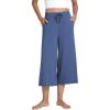 LazyCozy Women’s Bamboo-Derived Viscose Capri Pajama Pants, Casual Wide Leg Lounge Pants Pajama Bottoms(Prussian Blue)