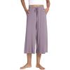 LazyCozy Women’s Bamboo-Derived Viscose Capri Pajama Pants, Casual Wide Leg Lounge Pants Pajama Bottoms(Violet)