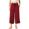 LazyCozy Women’s Bamboo-Derived Viscose Capri Pajama Pants, Casual Wide Leg Lounge Pants Pajama Bottoms(Wine)