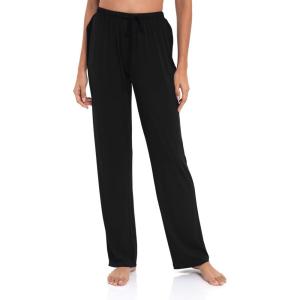 GYS Bamboo Viscose Women’s Pajama Pants, Lightweight Comfy Casual Lounge Yoga Pants, Pj Bottoms Sleep Pants with Drawstring(A-black)