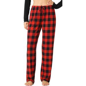 GYS Bamboo Viscose Women’s Pajama Pants, Lightweight Comfy Casual Lounge Yoga Pants, Pj Bottoms Sleep Pants with Drawstring(A-red Buffalo Plaid)