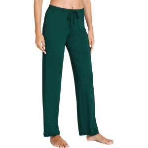 GYS Bamboo Viscose Women’s Pajama Pants, Lightweight Comfy Casual Lounge Yoga Pants, Pj Bottoms Sleep Pants with Drawstring(Black Green)
