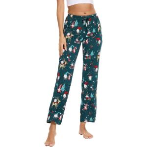 GYS Bamboo Viscose Women’s Pajama Pants, Lightweight Comfy Casual Lounge Yoga Pants, Pj Bottoms Sleep Pants with Drawstring(Christmas Green)