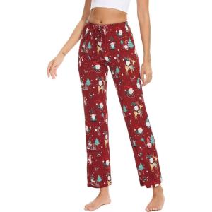 GYS Bamboo Viscose Women’s Pajama Pants, Lightweight Comfy Casual Lounge Yoga Pants, Pj Bottoms Sleep Pants with Drawstring(Christmas Red)