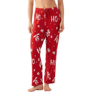 GYS Bamboo Viscose Women’s Pajama Pants, Lightweight Comfy Casual Lounge Yoga Pants, Pj Bottoms Sleep Pants with Drawstring(Xmas Red)