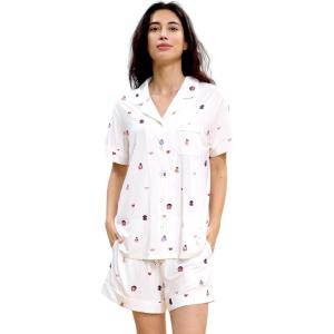 GYS Premium Women’s Short Sleeve Pajama Set Notch Collar Button Down 2 Piece Sleep Sets, Viscose from Bamboo(Mother’s Embrace)