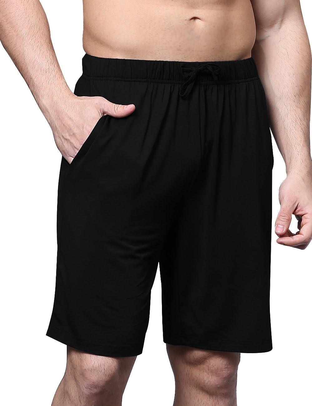 imageGYS Mens Bamboo Viscose Shorts Soft Pajama Shorts with Pockets MoistureWicking Casual Shorts Loungewear Sleep BottomsBlack