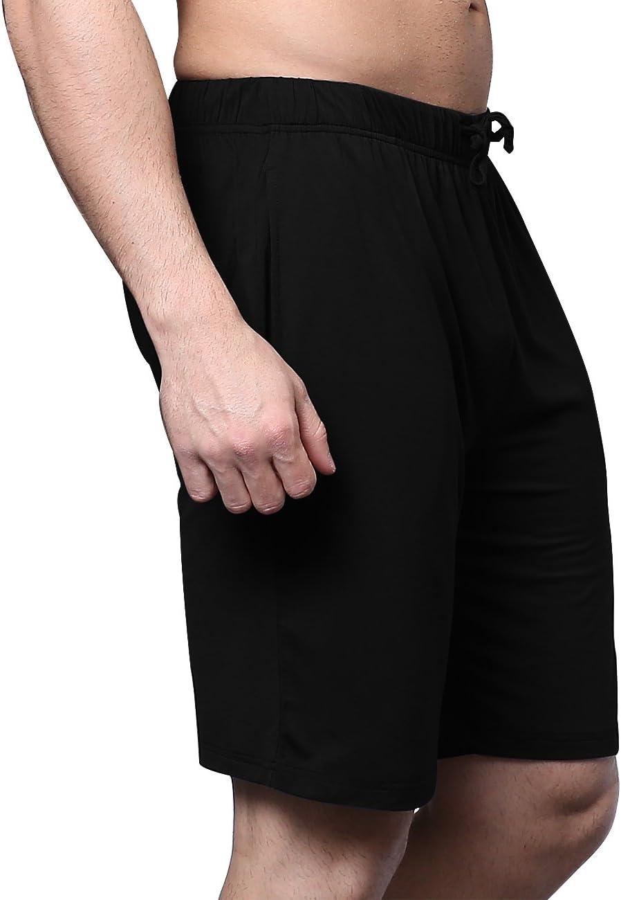 imageGYS Mens Bamboo Viscose Shorts Soft Pajama Shorts with Pockets MoistureWicking Casual Shorts Loungewear Sleep BottomsBlack