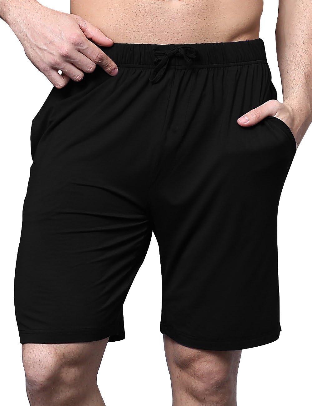 imageGYS Mens Bamboo Viscose Shorts Soft Pajama Shorts with Pockets MoistureWicking Casual Shorts Loungewear Sleep BottomsBlack