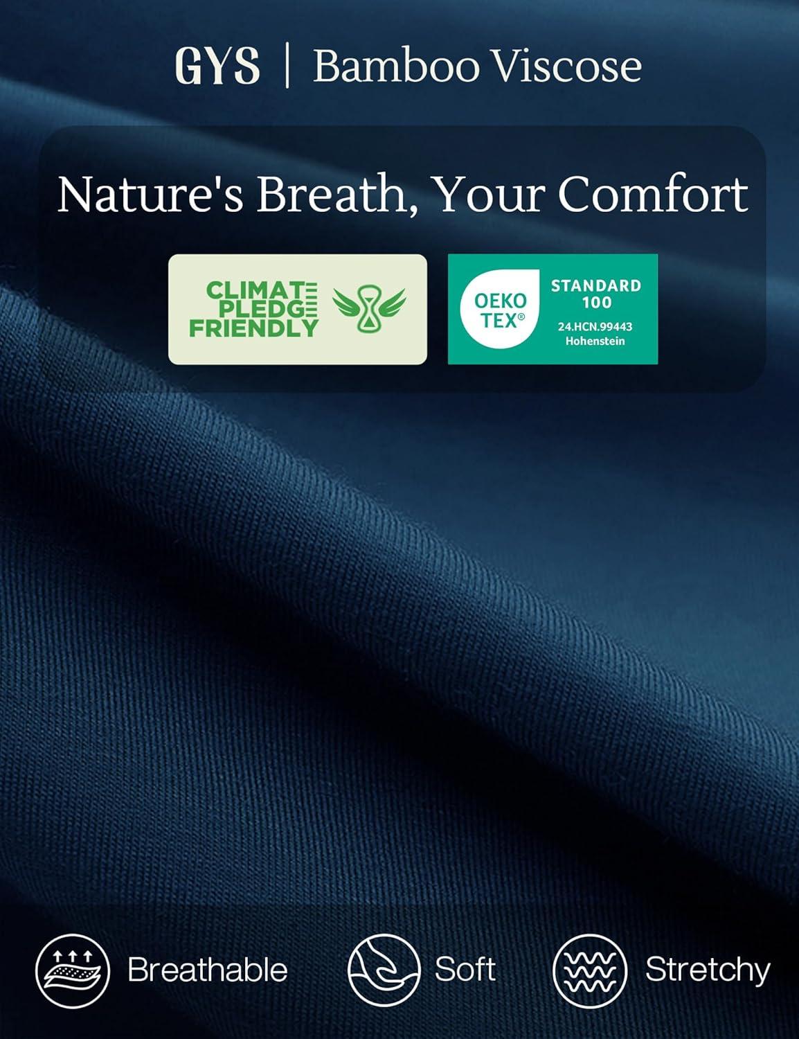 imageGYS Mens Bamboo Viscose Shorts Soft Pajama Shorts with Pockets MoistureWicking Casual Shorts Loungewear Sleep BottomsInk Blue