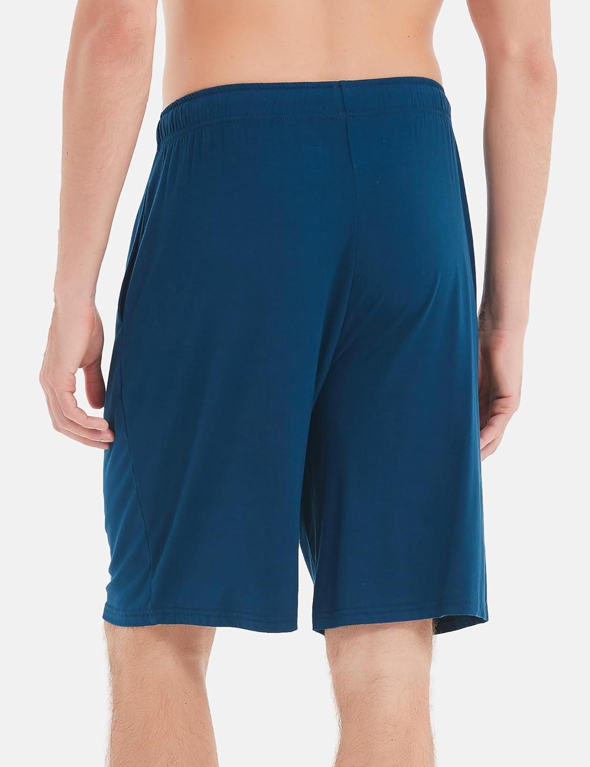 imageGYS Mens Bamboo Viscose Shorts Soft Pajama Shorts with Pockets MoistureWicking Casual Shorts Loungewear Sleep BottomsInk Blue