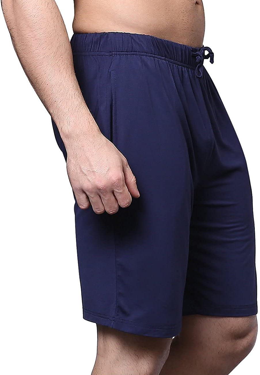 imageGYS Mens Bamboo Viscose Shorts Soft Pajama Shorts with Pockets MoistureWicking Casual Shorts Loungewear Sleep BottomsNavy