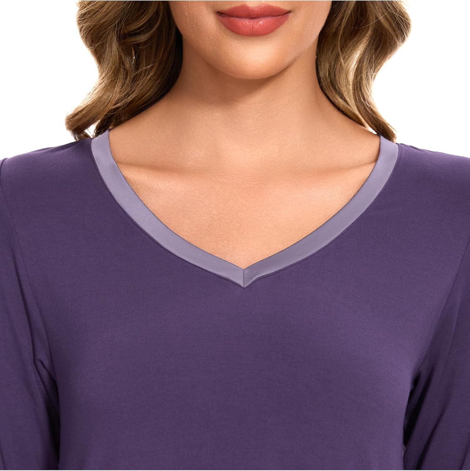 imageGYS Womens Bamboo Viscose Nightgown Super Soft Lightweight Night Shirts for SleepingAir Purple