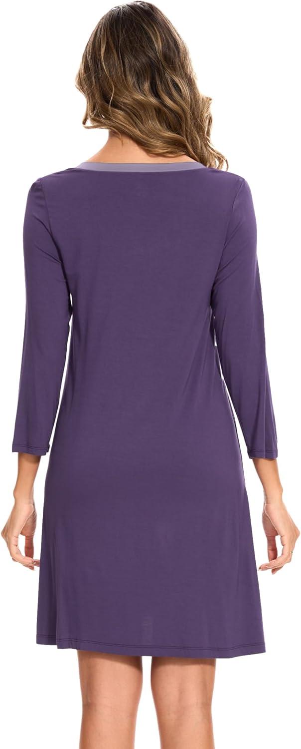 imageGYS Womens Bamboo Viscose Nightgown Super Soft Lightweight Night Shirts for SleepingAir Purple