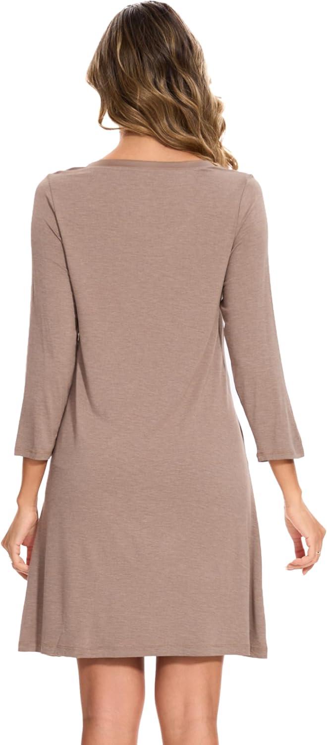 imageGYS Womens Bamboo Viscose Nightgown Super Soft Lightweight Night Shirts for SleepingCamel