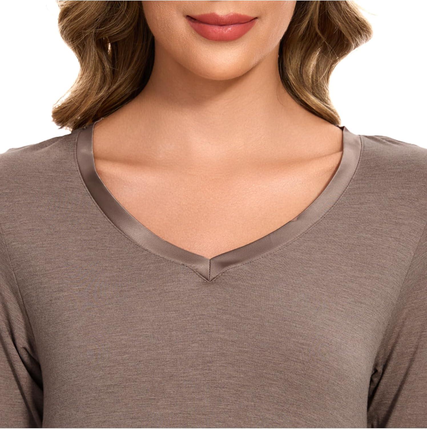 imageGYS Womens Bamboo Viscose Nightgown Super Soft Lightweight Night Shirts for SleepingCamel