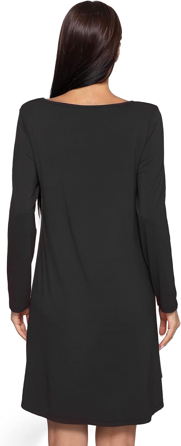 imageGYS Womens Bamboo Viscose Nightgown Super Soft Lightweight Night Shirts for SleepingCrewneck Black