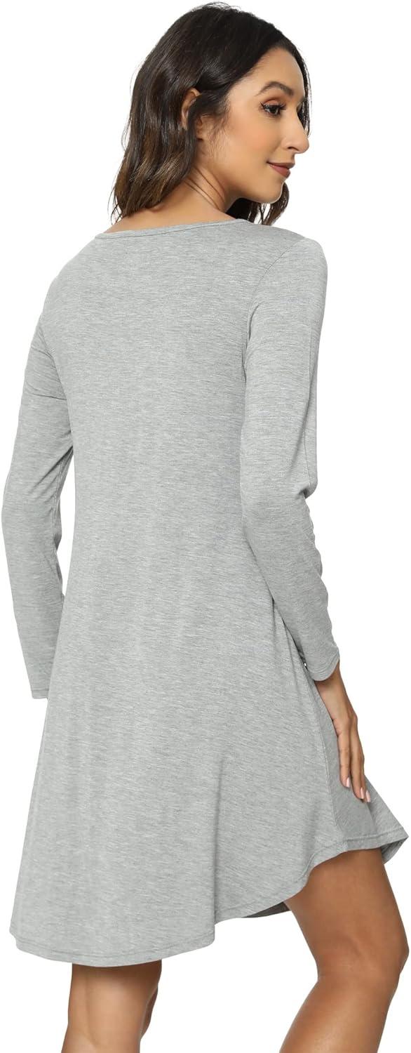 imageGYS Womens Bamboo Viscose Nightgown Super Soft Lightweight Night Shirts for SleepingCrewneck Heather Grey