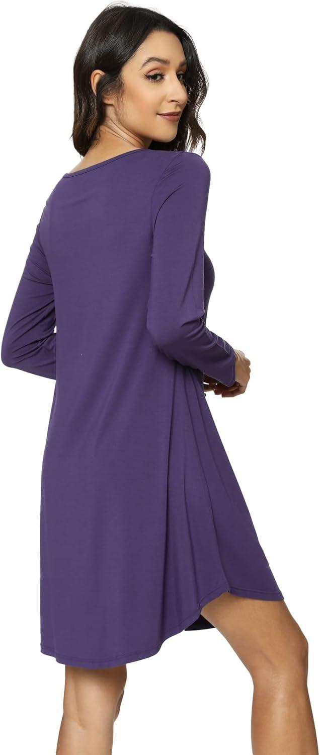 imageGYS Womens Bamboo Viscose Nightgown Super Soft Lightweight Night Shirts for SleepingCrewneck Purple