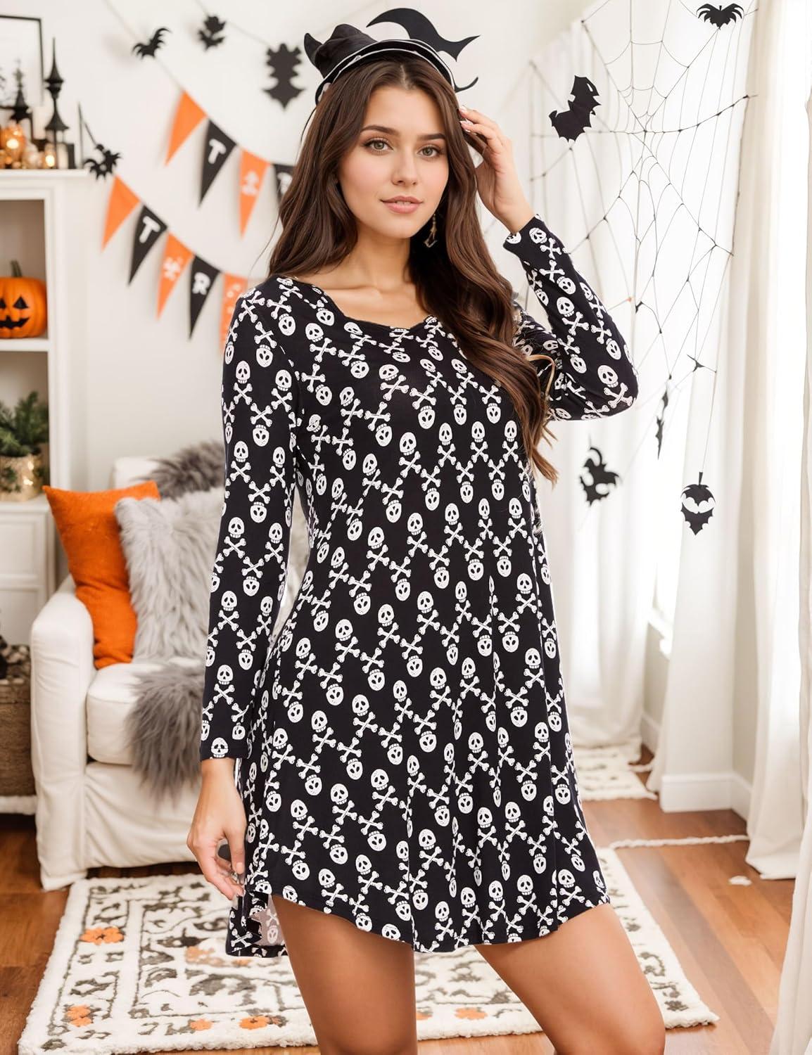 imageGYS Womens Bamboo Viscose Nightgown Super Soft Lightweight Night Shirts for SleepingCrewneck Skulls