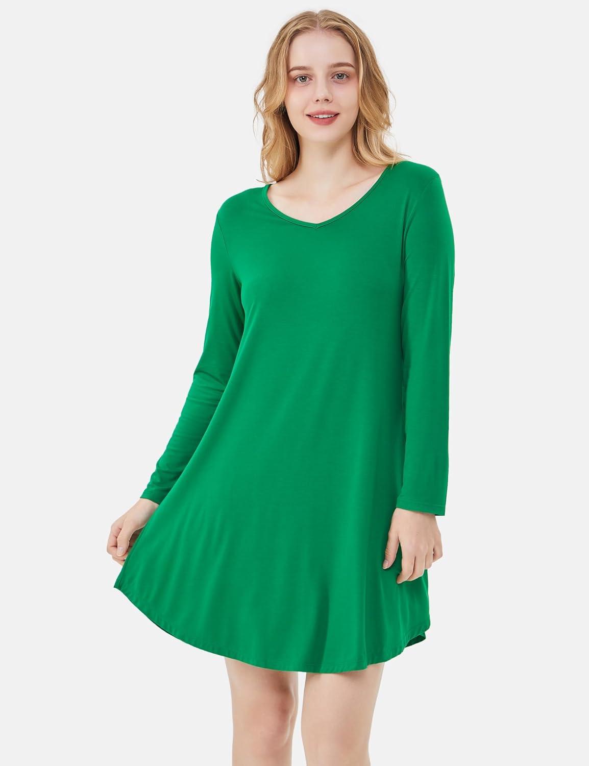 imageGYS Womens Bamboo Viscose Nightgown Super Soft Lightweight Night Shirts for SleepingGreen