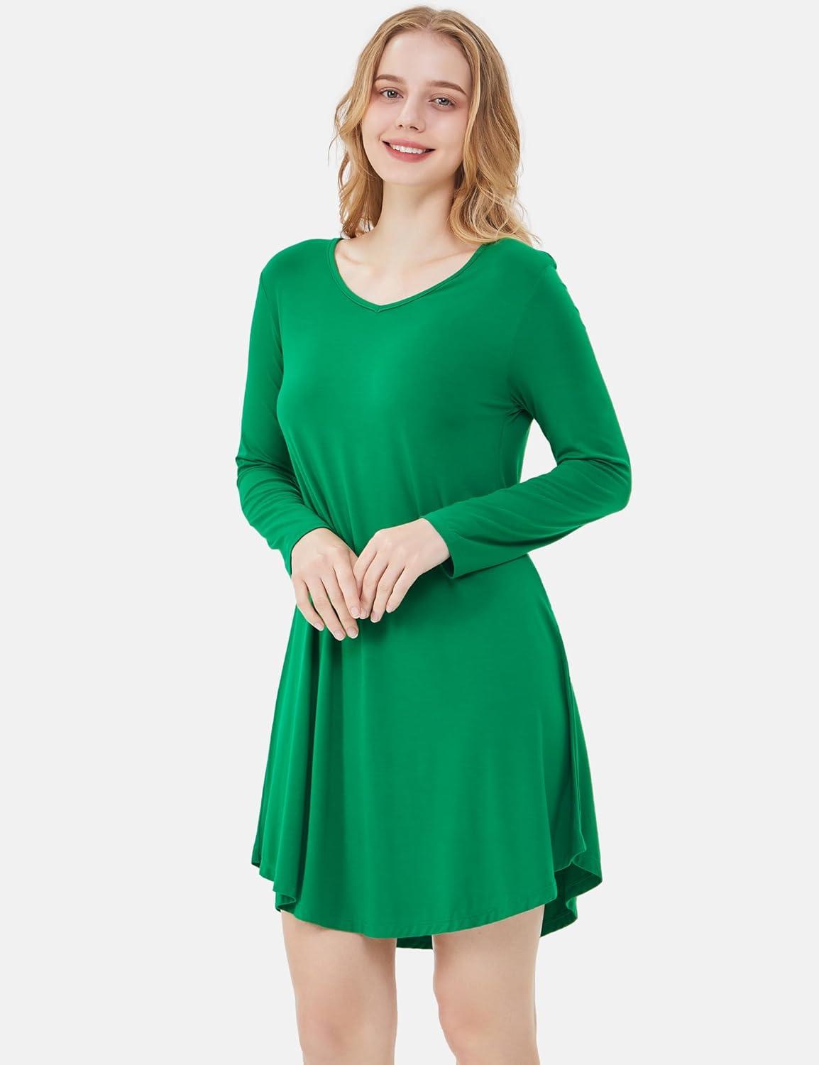 imageGYS Womens Bamboo Viscose Nightgown Super Soft Lightweight Night Shirts for SleepingGreen