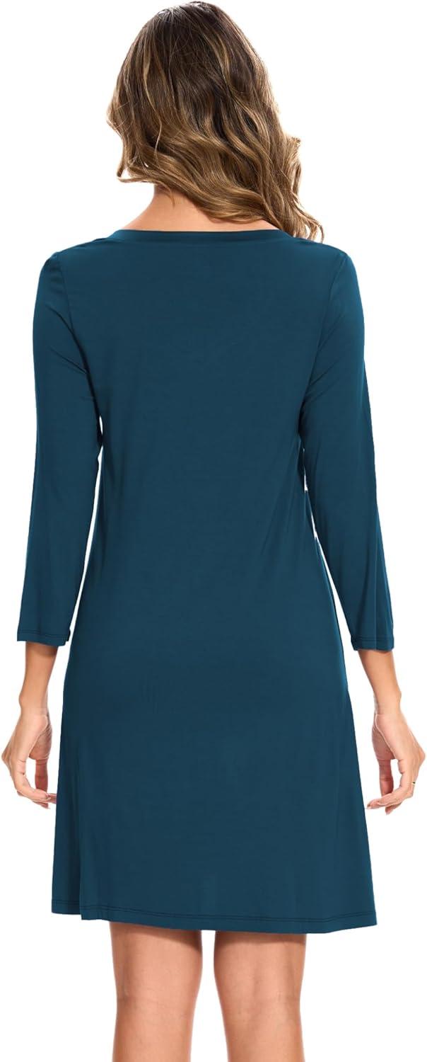 imageGYS Womens Bamboo Viscose Nightgown Super Soft Lightweight Night Shirts for SleepingLyons Blue