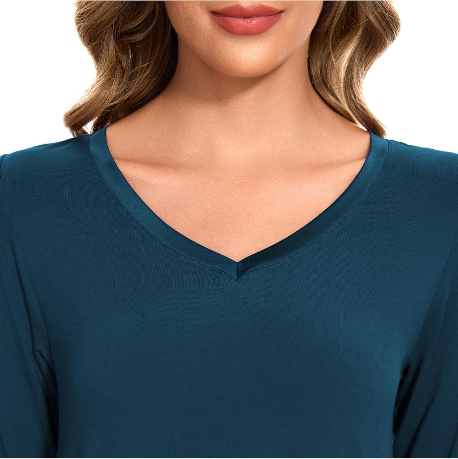imageGYS Womens Bamboo Viscose Nightgown Super Soft Lightweight Night Shirts for SleepingLyons Blue