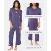 GYS Bamboo Viscose Capri Pajamas for Women Set, 3/4 Sleeve Long Shirts and Capri Pants Lounge Sets, Soft Sleepwear PJs Set(Air Purple)