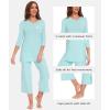 GYS Bamboo Viscose Capri Pajamas for Women Set, 3/4 Sleeve Long Shirts and Capri Pants Lounge Sets, Soft Sleepwear PJs Set(Aqua)