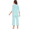 GYS Bamboo Viscose Capri Pajamas for Women Set, 3/4 Sleeve Long Shirts and Capri Pants Lounge Sets, Soft Sleepwear PJs Set(Aqua)