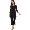 GYS Bamboo Viscose Capri Pajamas for Women Set, 3/4 Sleeve Long Shirts and Capri Pants Lounge Sets, Soft Sleepwear PJs Set(Black)