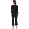 GYS Bamboo Viscose Capri Pajamas for Women Set, 3/4 Sleeve Long Shirts and Capri Pants Lounge Sets, Soft Sleepwear PJs Set(Black)