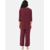 GYS Bamboo Viscose Capri Pajamas for Women Set, 3/4 Sleeve Long Shirts and Capri Pants Lounge Sets, Soft Sleepwear PJs Set(Ficus Red)