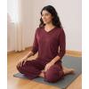 GYS Bamboo Viscose Capri Pajamas for Women Set, 3/4 Sleeve Long Shirts and Capri Pants Lounge Sets, Soft Sleepwear PJs Set(Ficus Red)