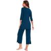 GYS Bamboo Viscose Capri Pajamas for Women Set, 3/4 Sleeve Long Shirts and Capri Pants Lounge Sets, Soft Sleepwear PJs Set(Ink Blue)