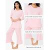 GYS Bamboo Viscose Capri Pajamas for Women Set, 3/4 Sleeve Long Shirts and Capri Pants Lounge Sets, Soft Sleepwear PJs Set(Pink)