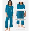 GYS Bamboo Viscose Capri Pajamas for Women Set, 3/4 Sleeve Long Shirts and Capri Pants Lounge Sets, Soft Sleepwear PJs Set(Teal Blue)